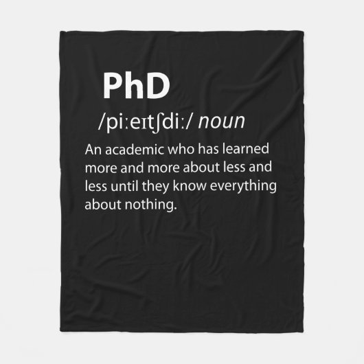 PhD Funny Dictionary Definition Fleece Deken (Voorkant)