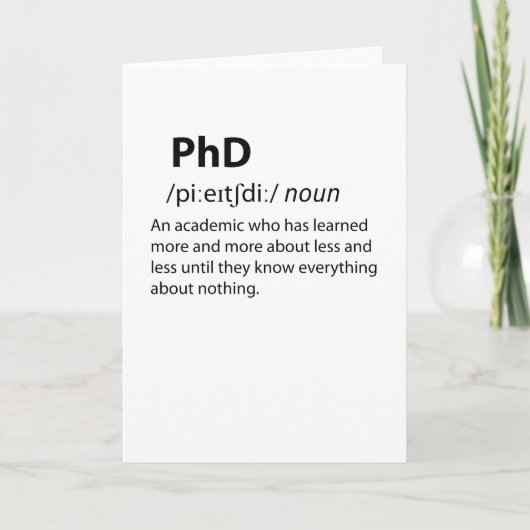 PhD Funny Dictionary Definition Kaart (Voorkant)
