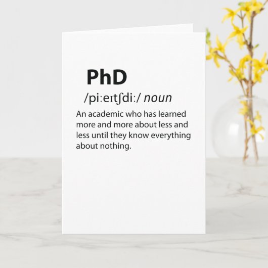 PhD Funny Dictionary Definition Kaart (Gele Bloem)