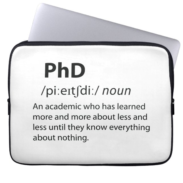 PhD Funny Dictionary Definition Laptop Sleeve (Voorkant)