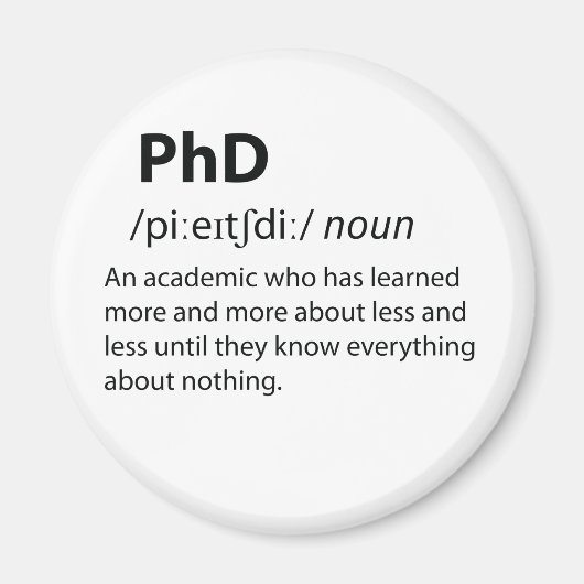 PhD Funny Dictionary Definition Magneet (Voorkant)