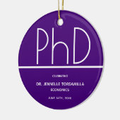 PhD graad Afstuderen Paars Keepomwille Keramisch Ornament (Links)