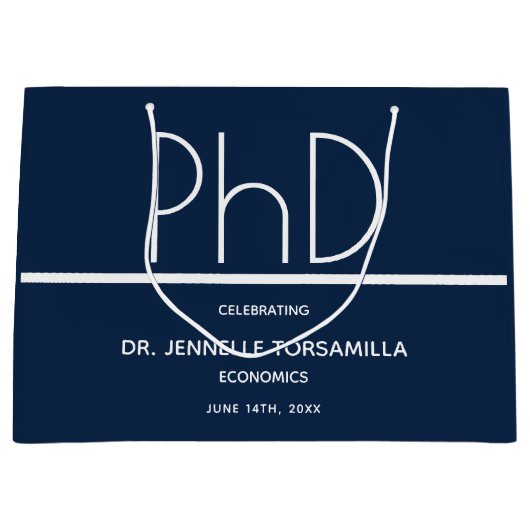 PhD graad Blauw Graduation Party Grote Gift Bag Groot Cadeauzakje (Voorkant)