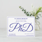 PhD graad Blauw Wit Graduation Party Kaart (Staand voorkant)