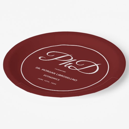 PhD-graad Burgundy Graduation Party Papieren Bordje (Gekanteld)