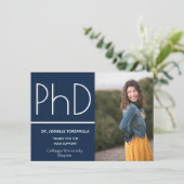 PhD graad Foto Aankondiging Blauw Wit (Staand voorkant)