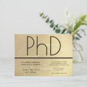PhD graad Gold Brown Graduation Party Invitation Kaart (Staand voorkant)