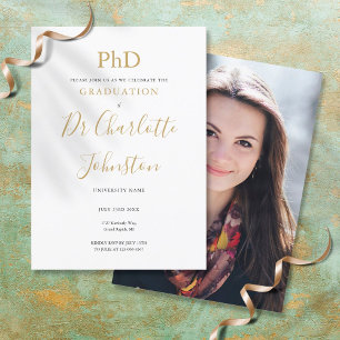 PhD-graad gouden script foto afstudeerfeest Kaart