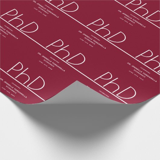 PhD-graad Graduation Party Burgundy Cadeaupapier (Hoek)