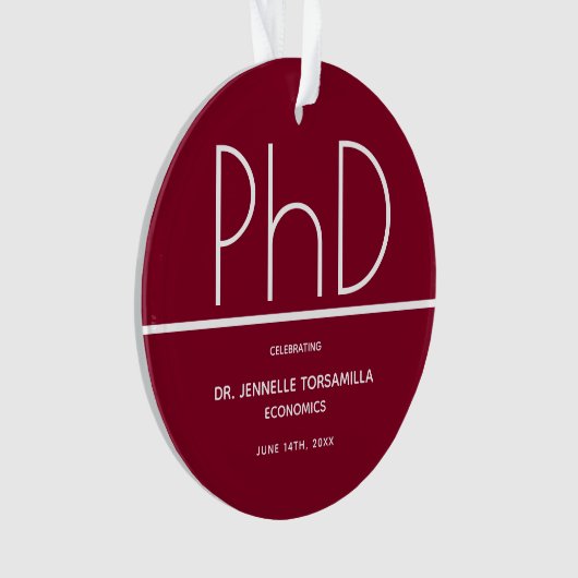 PhD-graad Graduation Party Burgundy Keepomwille Ornament (voorkant)