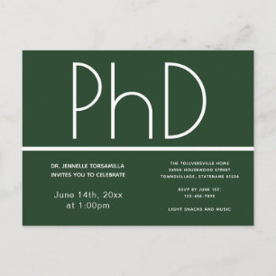 PhD-graad Graduation Party Invitation Green Briefkaart