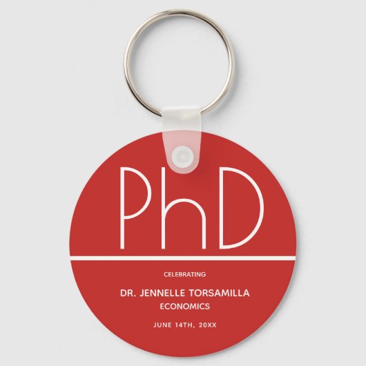 PhD-graad Graduation Party Red Favor Sleutelhanger (Voorkant)