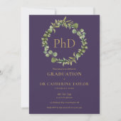 PhD graad Paarse Garland Graduation Party Kaart (Voorkant)