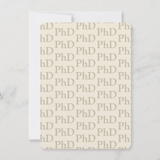 PhD graad Tan Khaki Graduation Party Kaart (Achterkant)