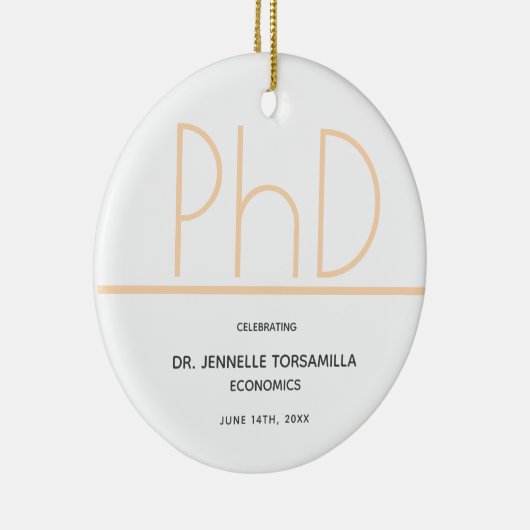 PhD-graad White Cream Grey Graduation Party Keramisch Ornament (Rechts)