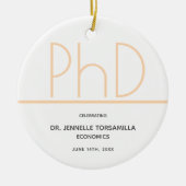 PhD-graad White Cream Grey Graduation Party Keramisch Ornament (Voorkant)
