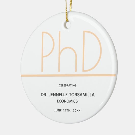 PhD-graad White Cream Grey Graduation Party Keramisch Ornament (Links)