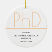 PhD-graad White Cream Grey Graduation Party Keramisch Ornament (Achterkant)