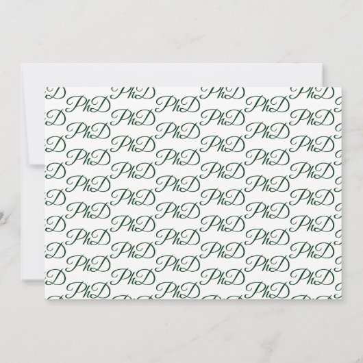 PhD-graad White Green Photo Script Aankondiging (Achterkant)