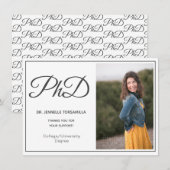PhD-graad White Grey Script-Afstuderen Aankondiging (Voorkant / Achterkant)