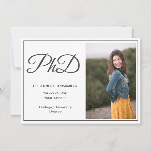 PhD-graad White Grey Script-Afstuderen Aankondiging (Voorkant)