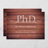 PhD-graad Wood Rustic Graduation Party Kaart (Voorkant / Achterkant)