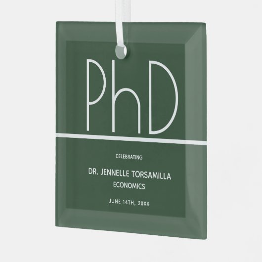 PhD graads Groen keepomwille Afstuderen Glas Ornament (Voorkant links)