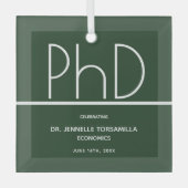 PhD graads Groen keepomwille Afstuderen Glas Ornament (Voorkant)