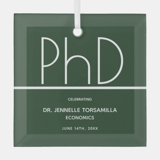 PhD graads Groen keepomwille Afstuderen Glas Ornament (Voorkant)