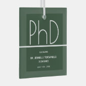 PhD graads Groen keepomwille Afstuderen Glas Ornament (Voorkant Rechts)