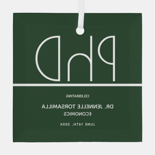 PhD graads Groen keepomwille Afstuderen Glas Ornament (Achterkant)