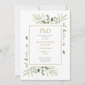 Phd Gradengrafie Waterverf Greenery Foto Afstudere Aankondiging (Voorkant)