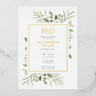 Phd Gradengras Elegant Greenery Foto Afstuderen Go Folie Uitnodiging