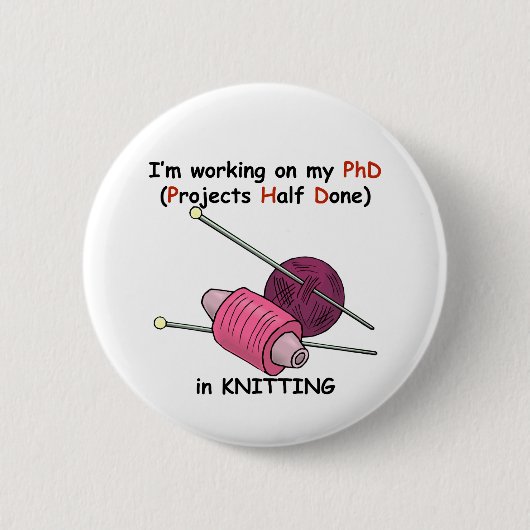 PhD in Knitting Ronde Button 5,7 Cm (Voorkant)