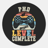 PhD Level Complete Retro Gamer Doctoraat Afstudere Ronde Sticker (Voorkant)