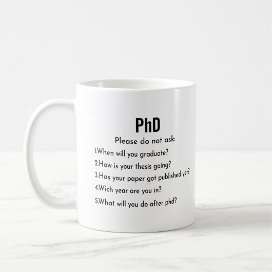 PhD Mok Vraag alsjeblieft geen koffie Mok (Links)