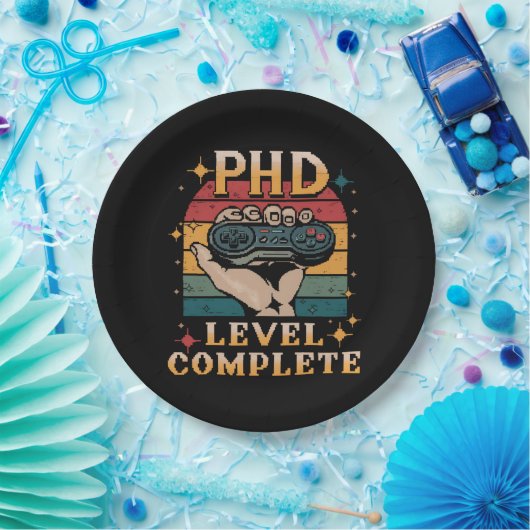 PhD-niveau Complete Afstuderen Doctorate Gaming Papieren Bordje (Feest)