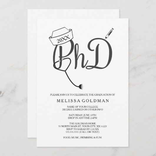 PhD Nursing Nursing afstuderen uitnodigingen eenvo (Voorkant / Achterkant)