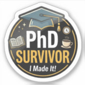 PhD Overlever Sticker (Voorkant)