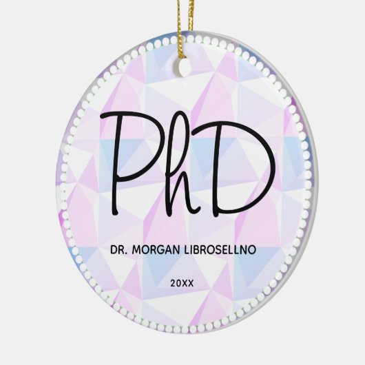 PhD Paars zwart Afstuderen Abstracte naam jaar Keramisch Ornament (Links)