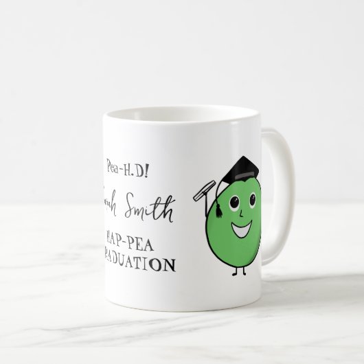 PHD Pea-HD Funny Pea Afstuderen cadeau voor afstud Koffiemok (Voorkant rechts)