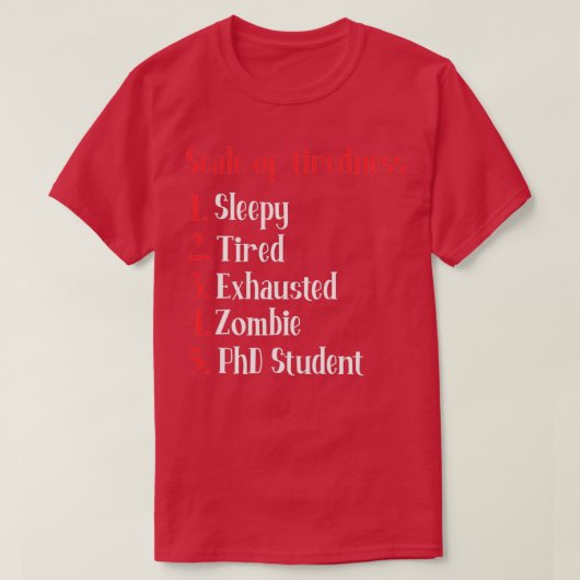 PhD Student Fuel Scale of Tiroodheid T-shirt (Design voorkant)