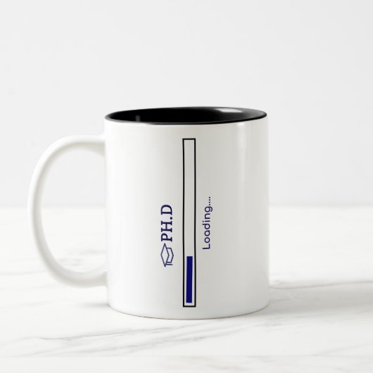 PhD student PhD laden grappig ontwerp Tweekleurige Koffiemok (Links)