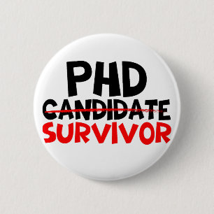 PhD Survivor Typografie rood zwart Ronde Button 5,7 Cm