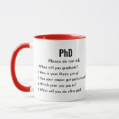 PhD, vraag het niet, grappige PhD Mok (Links)