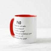 PhD, vraag het niet, grappige PhD Mok (Voorkant links)
