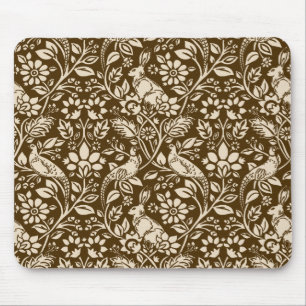 Pheasant and Hare Pattern, Brown and Beige Muismat