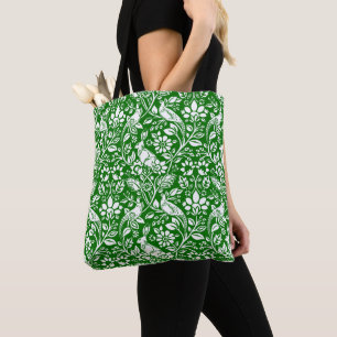 Pheasant and Hare Pattern, Emerald Green en White Draagtas