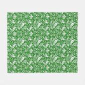 Pheasant and Hare Pattern, Emerald Green en White Fleece Deken (Voorkant (Horizontaal))