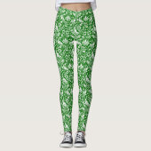 Pheasant and Hare Pattern, Emerald Green en White Leggings (Voorkant)